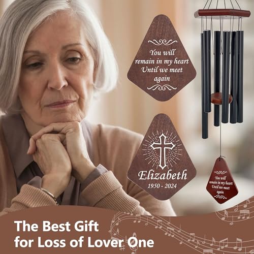 Image of ASTARIN Personalized Name Memorial Wind Chimes, Sympathy Gift for Loss of Lover Mom Dad, Bereavement Deep Tone Wind Chimes for Outside in Memory Gift, Decor Outdoor Garden Patio