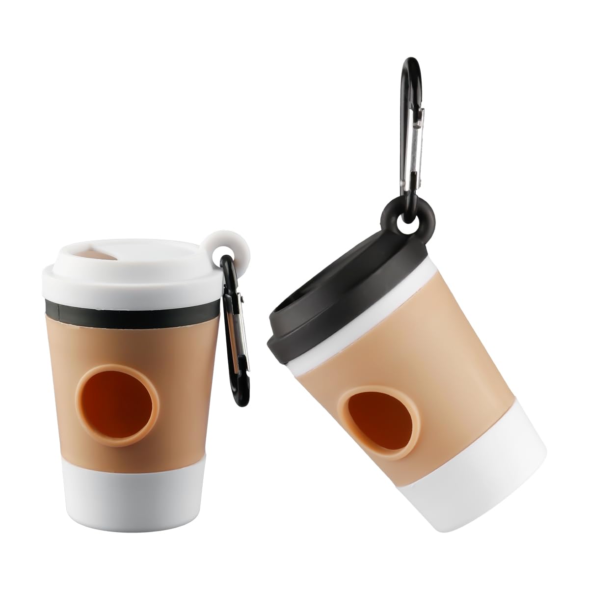Lotsdonxia Black, White 2 Pcs Coffee Cup Dog Poop Bag Holder, Stylish Leash Attachment, Portable And Drop-Proof Waste Bag Dispenser For Dog Walking, Travel And Park Trips