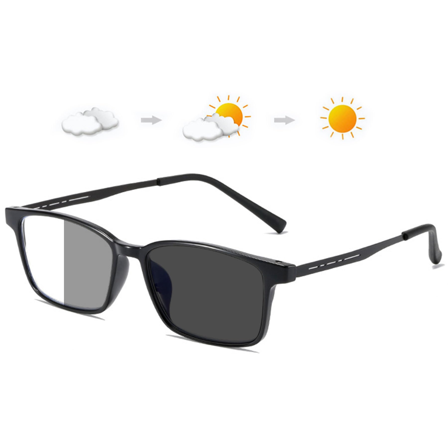 LanomiRectangle Photochromic Reading Glasses Blue Light Blocking Reading Sunglasses UV400 Protection Eyeglasses for Women Men