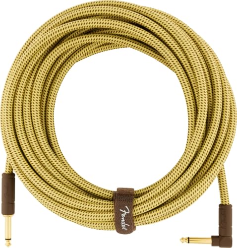 Image of Fender Deluxe 25' Angled Instrument Cable - Tweed