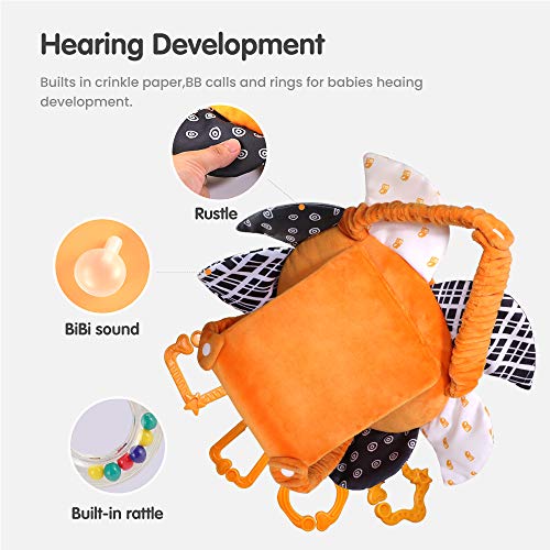 Babyspiegelspeelgoed met pluche rammelaarsringen, hoogcontrast zonnebloemensets, babyautospiegel voor achterbank… - Afbeelding 6