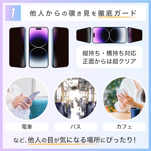 Agrado 360度 覗き見防止 iPhone16 用 ガラスフィルム いphone16 保護フィルム ブルーライトカット フィルム 全面保護 10H