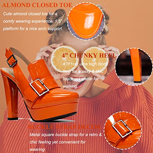 Image of SHODENSE Women Vintage Platform Chunky High Heels Pumps Shoes Round Closed Toe Platform Loafers Ankle Strap Block Heel Slingback Summer Sandals Backless Buckle Loafer Ladies Chic Sexy Party 4-11 M US