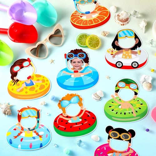 Image of gisgfim 80Pcs Summer Cutouts Swim Ring Decorations Bulletin Board Summer Hawaiian Paper Cut-Outs Classroom Decor for Boy Girl DIY Craft Photo Wall Beach Pool Kindergarten Preschool Party Favor Supply