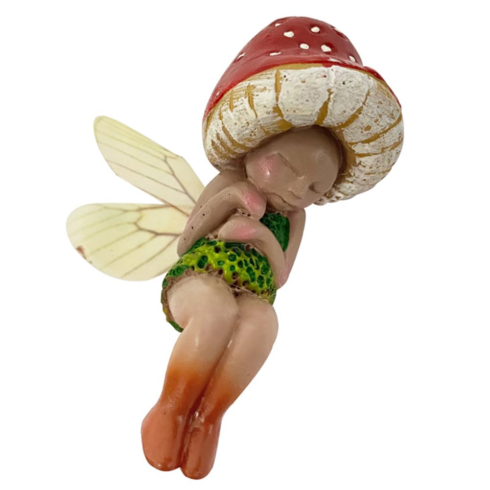 Mushroom Gnome Elf Ornaments Resin Statue for Backyard Balcony (Sitting Posture)