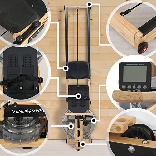Wasser Rudergerät für Zuhause, Water Tank Fitnessgerät, Rower klappbar aus Massivholz mit LCD Display & Tablet Halterung… – Bild 4