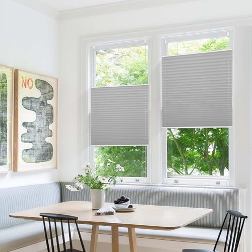 Plissee ohne Bohren Verdunkelung Klemmfix Hellgrau 75x110cm Thermo Plissees 100% Verdunklung Rollos für Fenster & Tür Verdunklungsplissee… – Ansicht 6