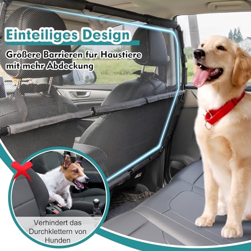 Snagle Paw Hundegitter Auto,127cm Breit Kofferraum Trenngitter für 2 und 3 Reihe Reihen Sitze & Laderaum,Rücksitz Hundenetz Auto,Trenngitter Kofferraum mit Durchsichtigem Maschennetz für LKW, SUV