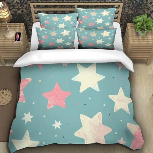 Ensemble de literie microfibre 3D 135x200cm avec taies d'oreiller