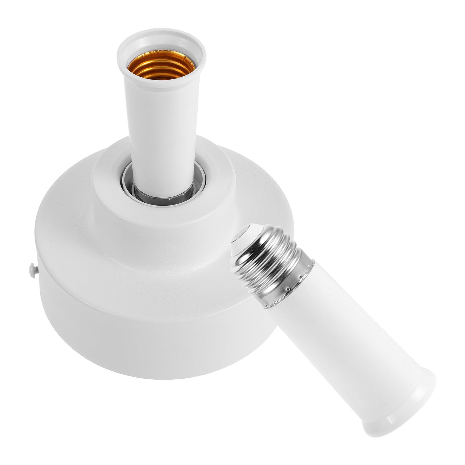 Healeved E26 E27 Screw in Bulb Socket Adapter with Wide Compatibility and Sturdy Metal Construction, Ceiling Fan Light Extension Base for Living Room and Home Use, White Plastic and Metal