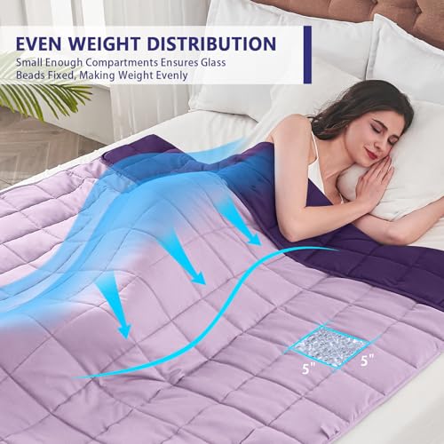 Image of King Size Weighted Blanket for Adults (30 lbs, 80 inch x 87 inch, Purple) Cooling Heavy Blanket for Sleeping Perfect for 290-310 lbs, Breathable Blanket for Adults & Couple All Season, Machine Washable