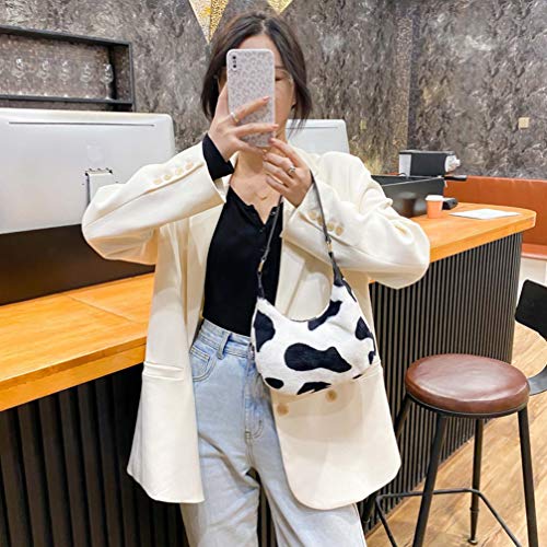 SOIMISS Moda Adorável Vaca Estampada Axila Bolsa de Pelúcia Fofo Moderno Bolsa de Ombro Crossbody Bo
