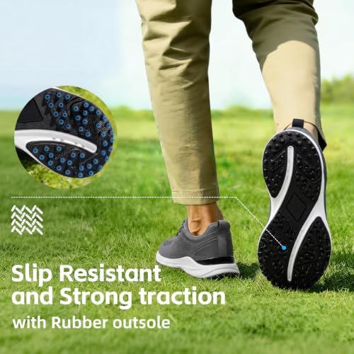 KEFUWU Mens Spikeless Waterproof Golf Shoes