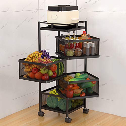 Storage Rack, Kitchen Rotating Vegetable Rack Floor-Standing Multi-Layer Kitchen Storage Rack, Household Storage Shelf for Kitchen Living Room Toilet(Color:4F)