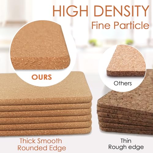 Image of Cork Trivets for Hot Pots and Pans, 6 Pack High-Density Thick Square Pads for Dishes, 8 inch x 8 inch Heat Resistant Multifunctional Coasters for Kitchen Countertop Table Cork Hot Pads Trivets for Hot Dishes