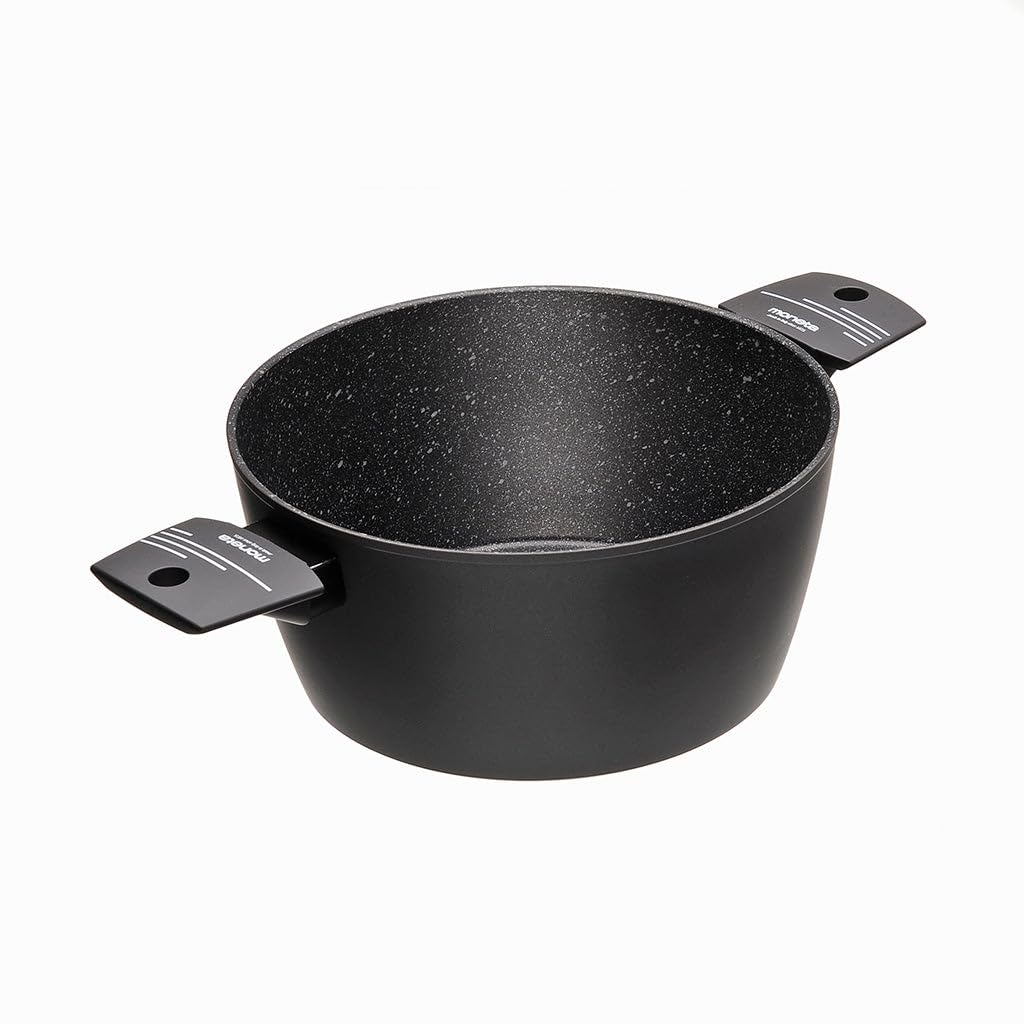 Moneta Yes! Casseruola 2 Manici, Per tutti i fuochi, inclusa l'induzione, Alluminio, Nero, 24 cm
