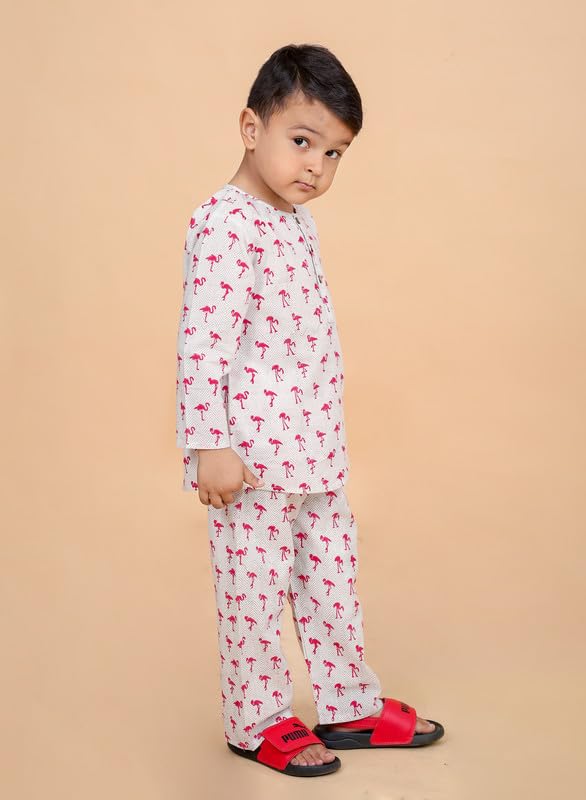 Image of Boys Cotton Night Suit | Jaipur Handblock Print Pajama Set for Kids | Boys Sleepwear | Kids Pajama Set | Baby & Toddler Sleep Suit | Combo Pack of 2
