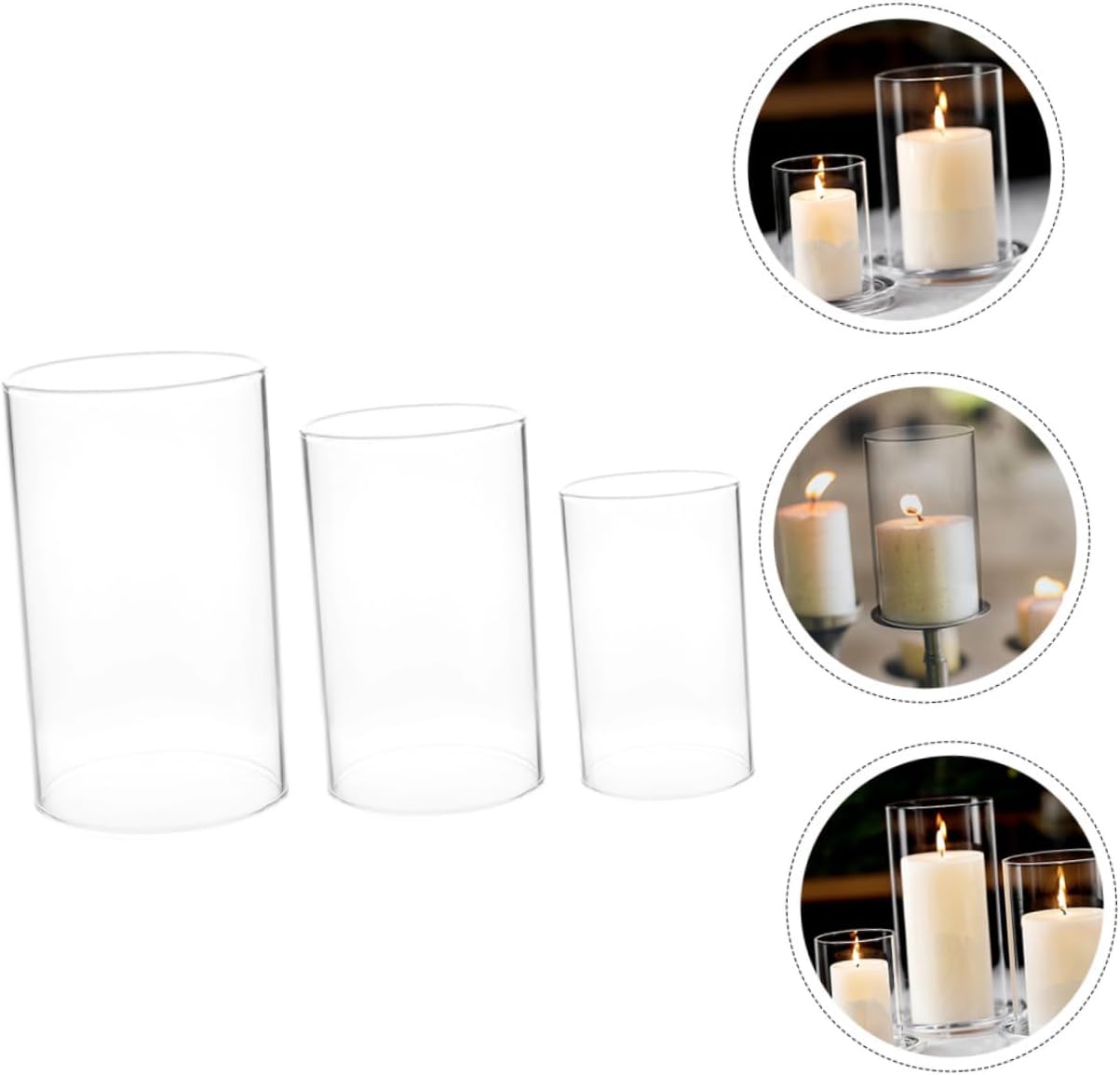 Mobestech 3Pcs Glass Candle Holder Shades Windproof Candle Covers for Home Decor