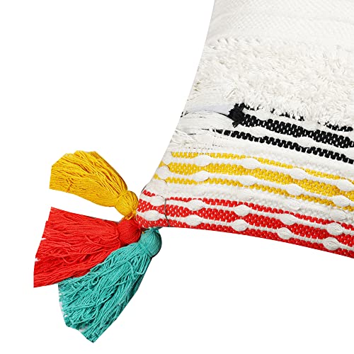 Image of SASHAA WORLD 100% Cotton Decorative Cushion Cover with Zipper | Bedroom & Living Room | 45X45 cm Multicolour