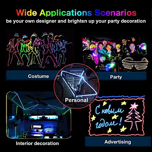 Image of MaxLax EL Wire Green, Neon Wire Light 5 in 1 Meter, Electroluminescent Wire for Halloween Decoration, Christmas Party, DIY Decoration