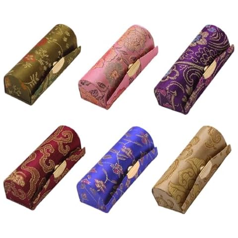 MIAO JIN 6PCS Lipstick Case with Mirror Lipstick Case Storage Case Mini Portable Floral Jewelry Case Cosmetic Case (Random Color) Cover