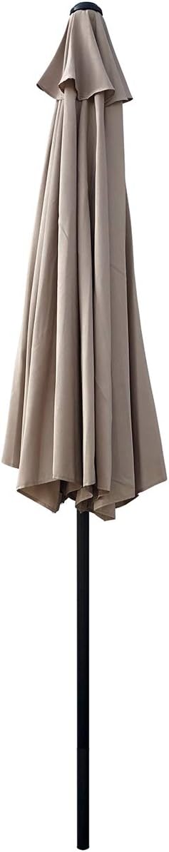 MAYPEX 9 Ft Market Umbrella Patio Umbrella with Crank and Tilt Weather Resistant Umbrella Durable 8 Sturdy Steel Ribs Market Outdoor Table Umbrella Tan