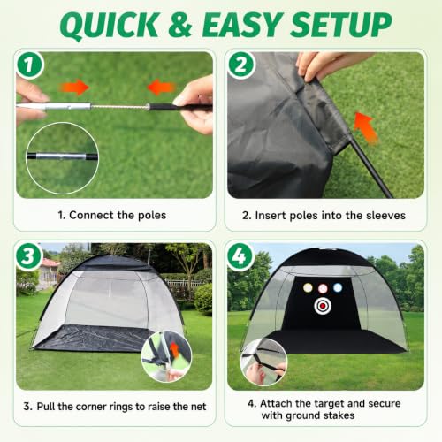 Golf Practice Net 10x7ft with Mat & Balls, Garden Golf Hitting Net for Driving & Chipping, Swing Trainer Aid, Portable Backyard Golf Training Net Indoor Outdoor with Carry Bag - Image 5
