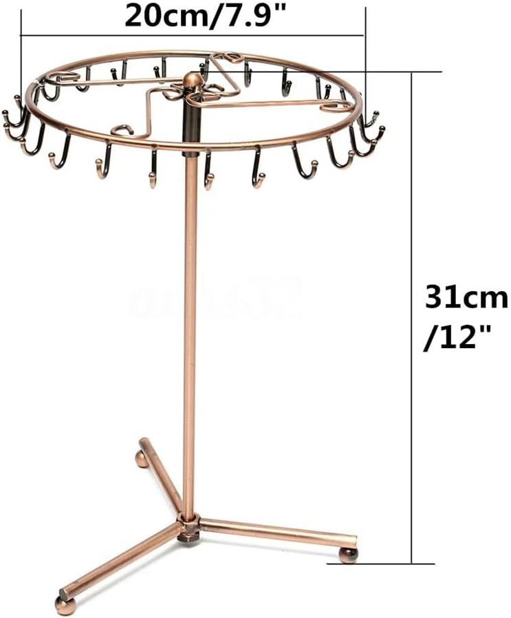 FMURY Jewelry Rotating Display Holder Organizer Necklace Stand Rack Hooks
