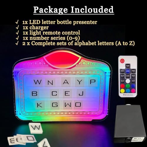 Bottle Service Sign LED VIP Light Box, świecący ręczny znak do obsługi butelek, na imprezy, do barów i klubów nocnych - wymienna tablica na listy