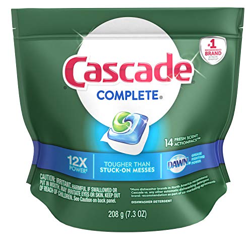CASCADE Complete Dawn Lemon Scent Action Pacs Dishwasher Detergent, 14 Count