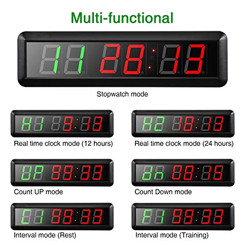 Cronómetro LED para Fitness, Temporizador de Intervalos con 6 Dígitos para Entrenamiento HIIT, Modos Tabata y EMOM, Ideal para Crossfit y Gimnasio en Casa miniatura 3