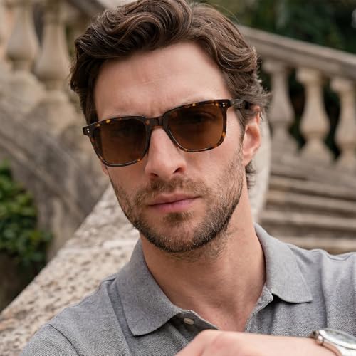 Image of CARFIA Acetate Polarized Sunglasses for Men UV400 Protection Classic Retro Square Shades Driving Glasses