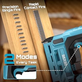 SEESII 18V Cordless Brad Nailer and Stapler 2-in-1 Kit, 18-Gauge Electric Nail Gun with 2×2.0Ah Batteries, Charger & 1000pcs Nails, Adjustable Depth for Woodworking, Upholstery, DIY Projects