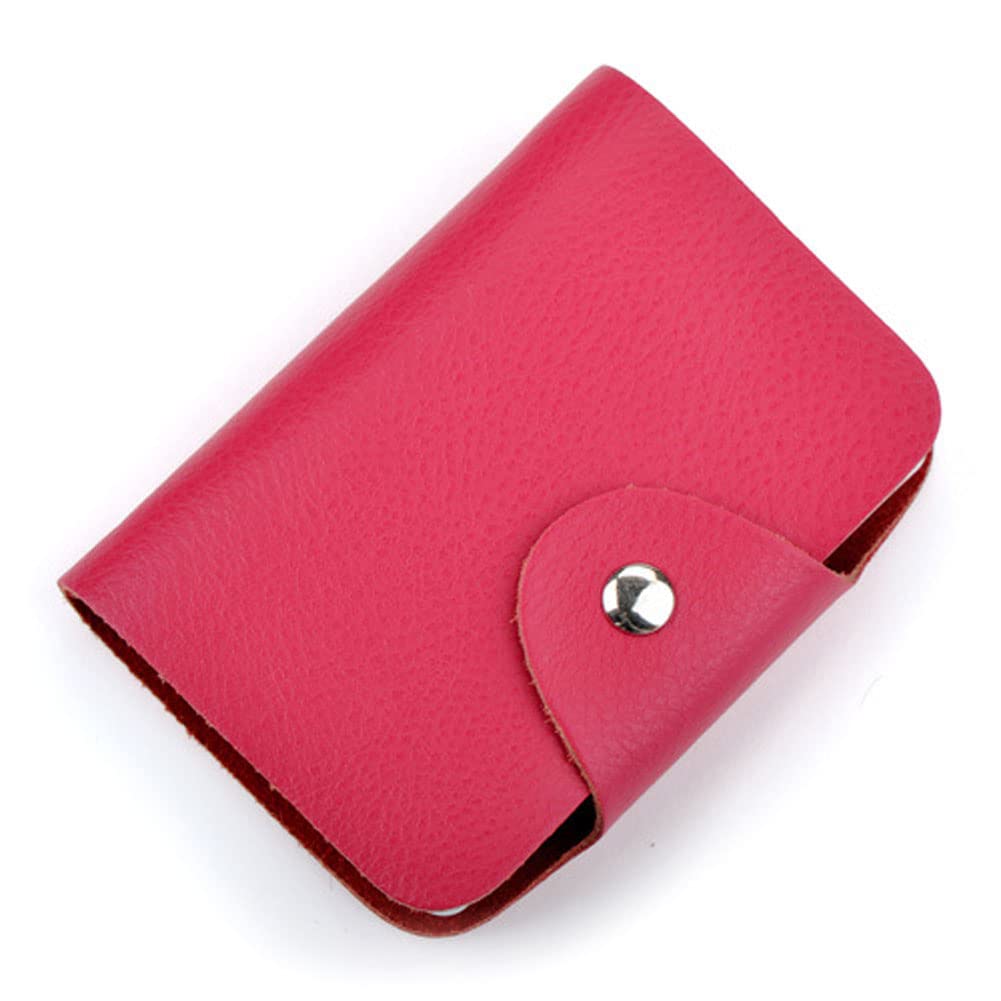 YaJaMa Credit Card Wallet Small Genuine Leather 26 Slots Card Case Holder Organizer Women Men, Rosa, Card Case Wallet