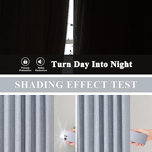 Image of Vision Home Chambray Blue Full Blackout Curtains Pinch Pleated Room Darkening Window Curtains 63 inch for Living Room Bedroom Thermal Insulated Pinch Pleat Drapes with Hooks Back Tab 2 Panel 40 inchWx63 inchL