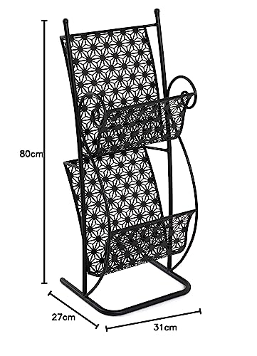 HAKU Möbel Zeitungsständer schwarz, Metall - Maße: B 31 cm x H 80 cm x T 27 cm, Style: Art Deco