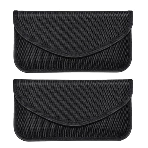 Wevdn 2PCS Faraday Bag, GPS RFID Signal Blocking Shielding Pouch for Key Phone Privacy Protection, Anti-Tracking Cellphone Car Key Fob Card Faraday Bag Wallet Case, Car Accessories (Black)