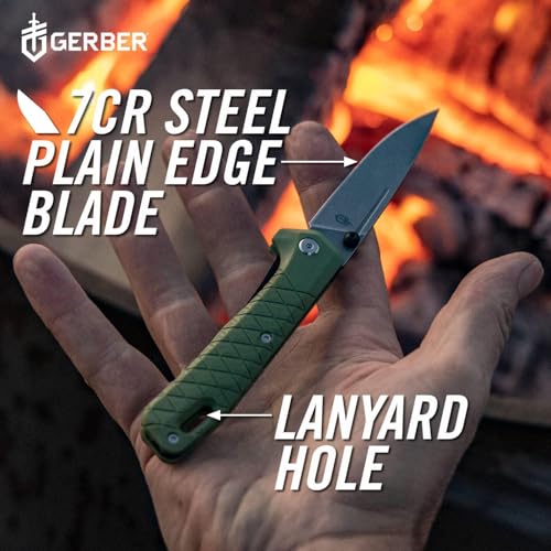 Miniatura 4 de Gerber Navaja Con Gancho Para Cinturón, Longitud De La Hoja: 7,9 Cm, Nylon Reforzado Con Fibra De Vidrio Acero 7cr17mov, Verde, Zilch, 1067530