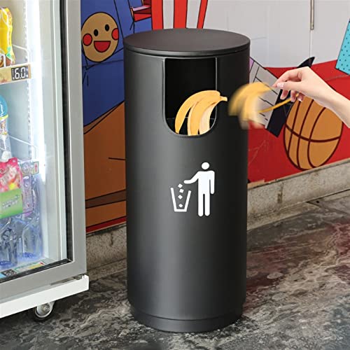 Stylish Metal Outdoor/Indoor Trash Can - U-Shaped Lid Garbage Bin for Home & Commercial Waste Management - Durable Waste Container for Efficient Disposal