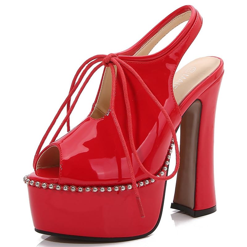 Unisex Men's Women's Chunky Block High Heel Peep Open Toe Platform Sandals Ankle Strap Buckle