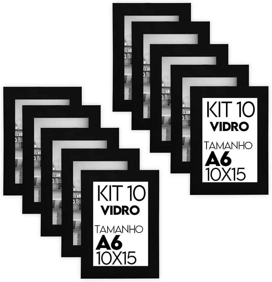 Kit 10 Molduras Porta Retrato 10X15 Preto