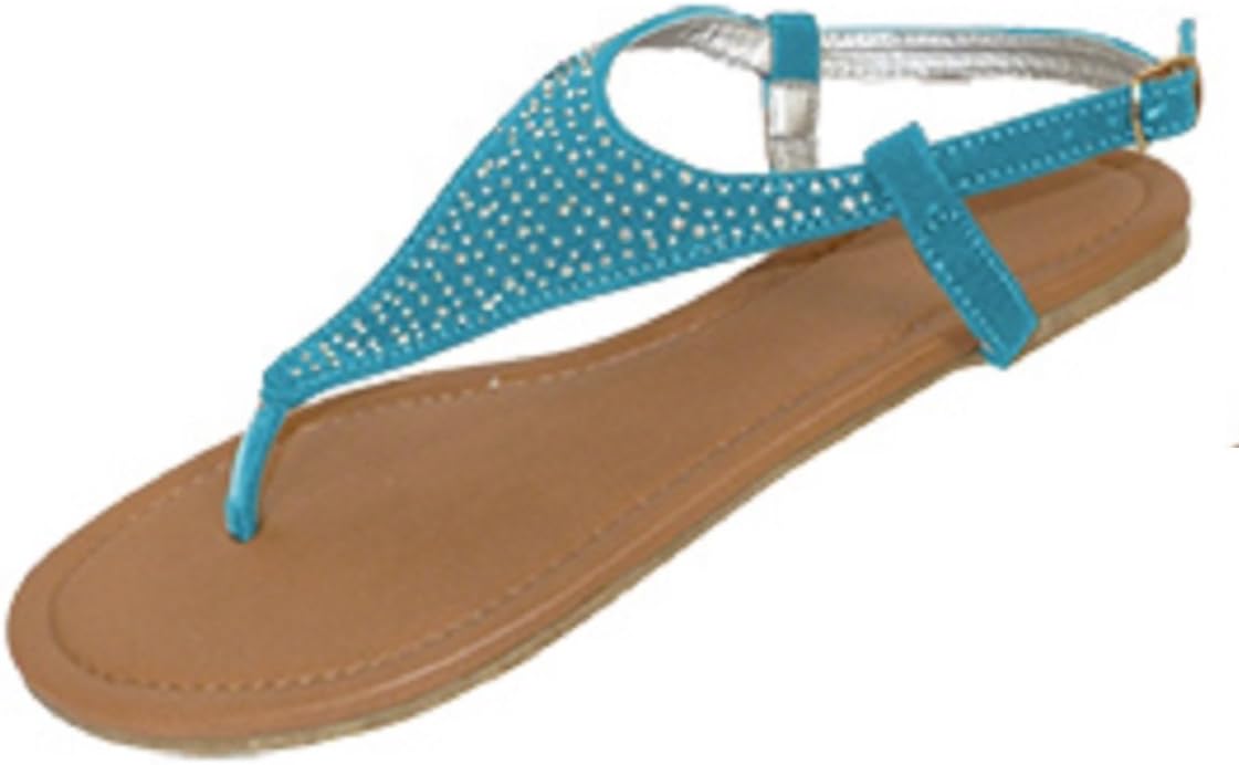 Shoes 18 Womens Microsuede Gladiator Sandals Flats Shoes W/Rhinestones