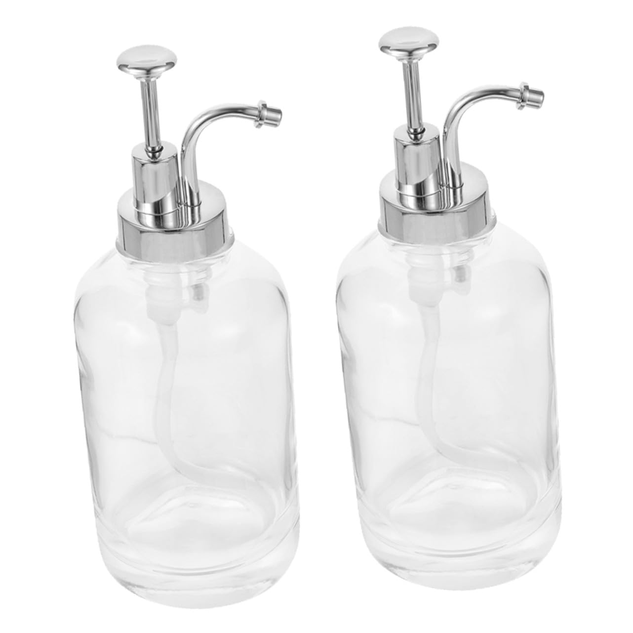 ERINGOGO Distributeur à Pompe à Sirop en Verre 500ml, Lot de 2, Argenté
