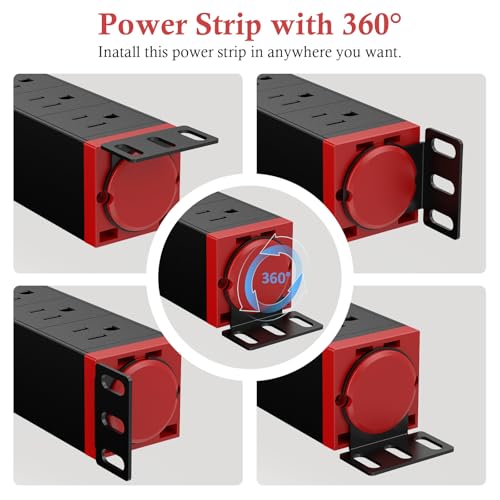 XBA Extensión Rack PDU 10 pulgadas, 1U 4 tomas, Protección contra sobrecargas, Montajes giratorios 360° miniatura 2