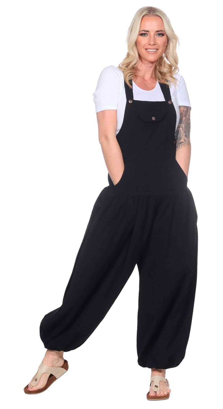 Hippie Latzhose Haremshose Hose Psy Goa 70er Overall Boho Jumpsuit Bip