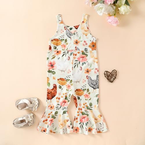 Kids Toddler Girl Clothes 1 Year Old 2T 3T 4T 5T 6T Farm Chicken Baby Romper Overalls Jumpsuit Summer Outfit3