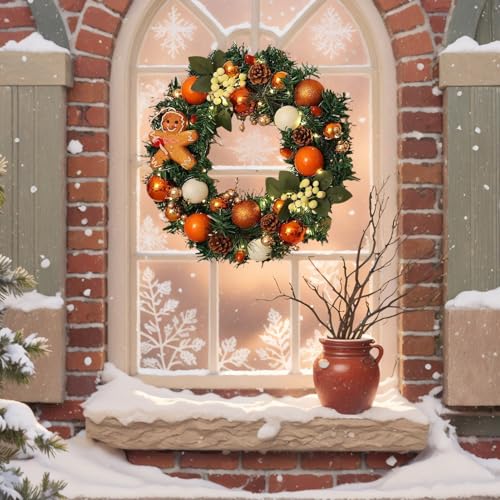 Couronne de Noël extérieure pour cheminée avec décors rustiques de fêtes