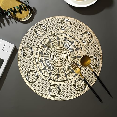 Sets de table dorés géométriques premium en forme de fleur ciselée - 2