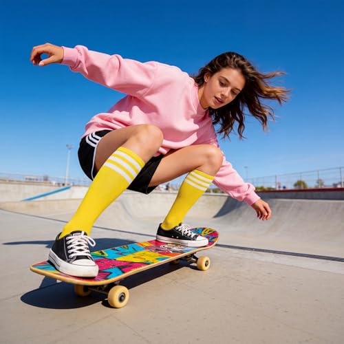 Image of American Trends Womens Athletic Knee High Socks Outdoor Sport Thigh High Stockings Casual Stripes Tube Socks