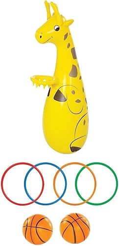 Miniatura 2 de Juego de lanzamiento para niños, juguete de baloncesto para piscina, anillo de jirafa inflable, para uso exterior, playa, juego de fiesta